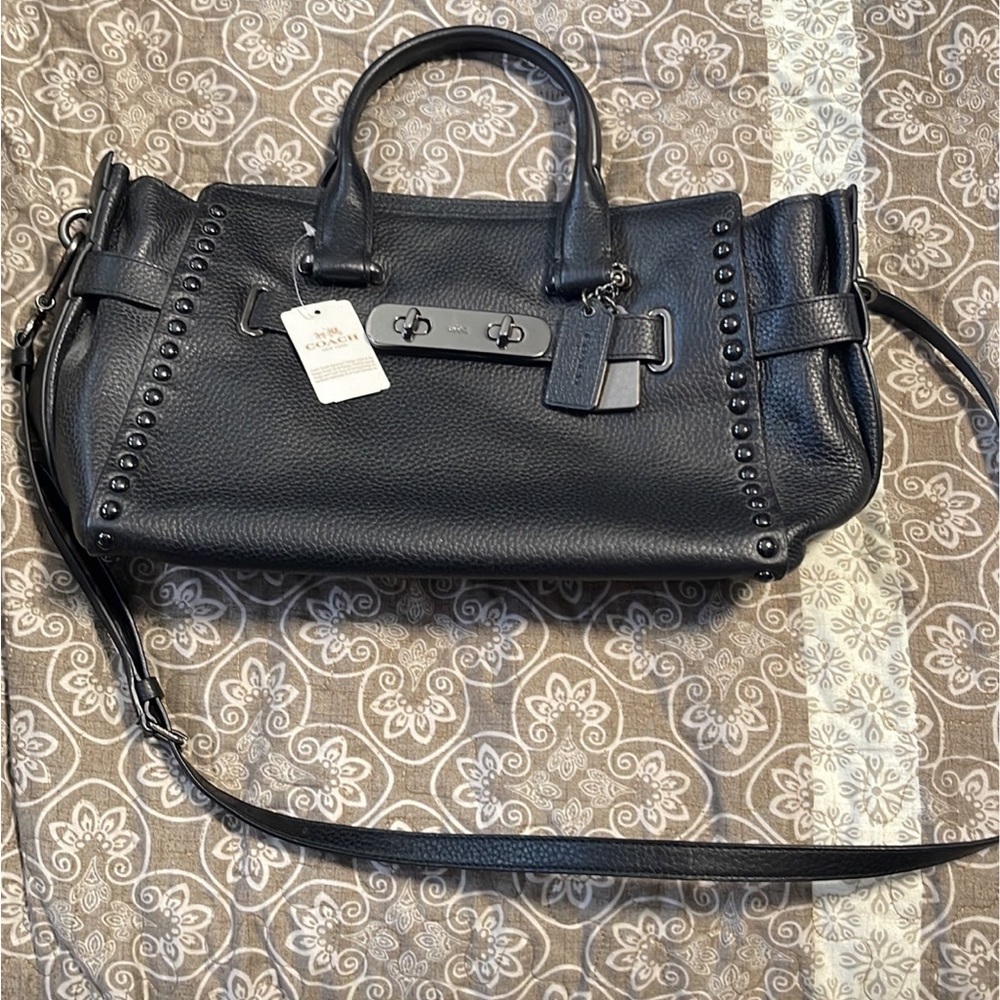 COACH Women's Id Pebbled Leather Swagger 27 Mw/Black One Size